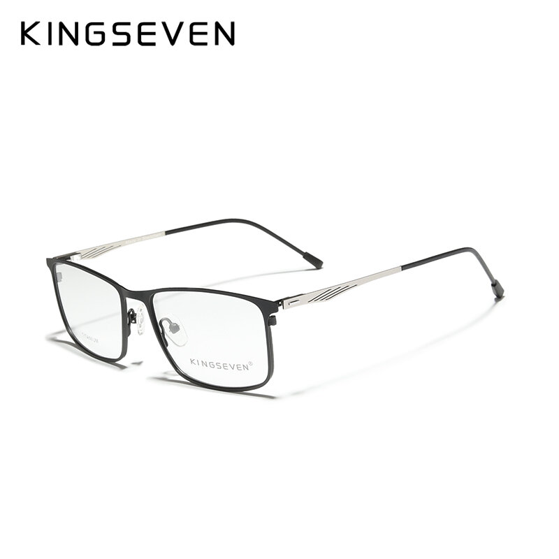 Kingsevenチタン合金光学メガネフレーム男性2020平方カスタム処方レンズ1.56 1.61男性の金属眼鏡