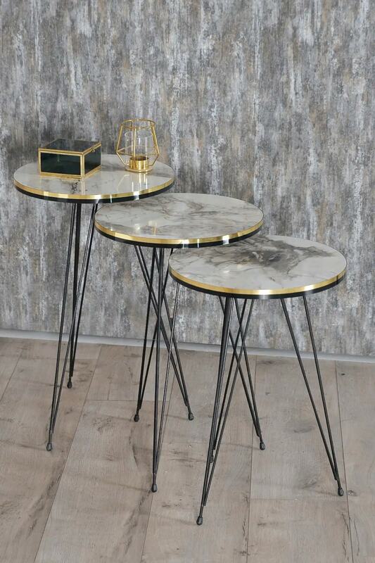 Кофейный столик Zigon и средний кофейный столик Kr Черный проводной двойной золотистый ефесус