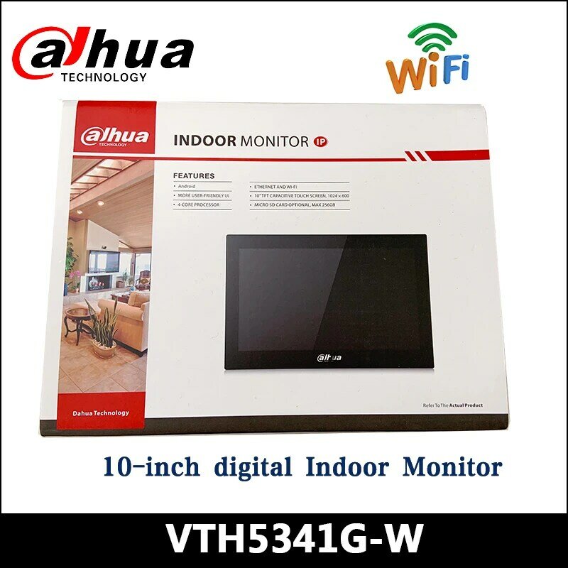Dahua อินเทอร์คอม WiFi วิดีโอ VTH5341G-W แอนดรอยด์8.1หน้าจอดิจิตอลในร่มขนาด10นิ้วรองรับสัญญาณเตือนจากไมโคร SD การ์ด
