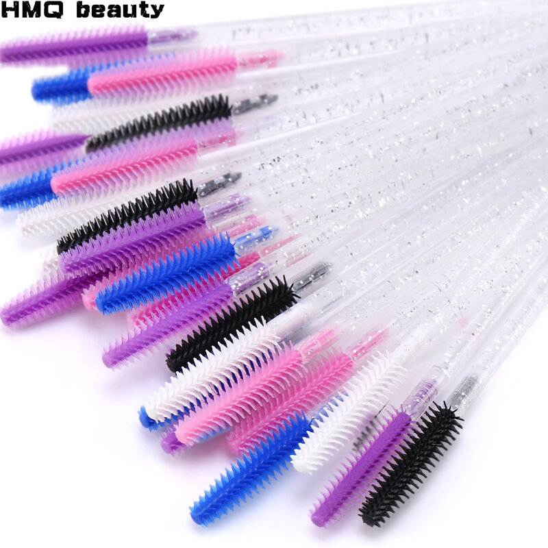 20pcs Crystal Silicone Makeup Brush Eye Brush Diamond Handle Mascara Wands Eyelash Brush Eyelash Extension tools