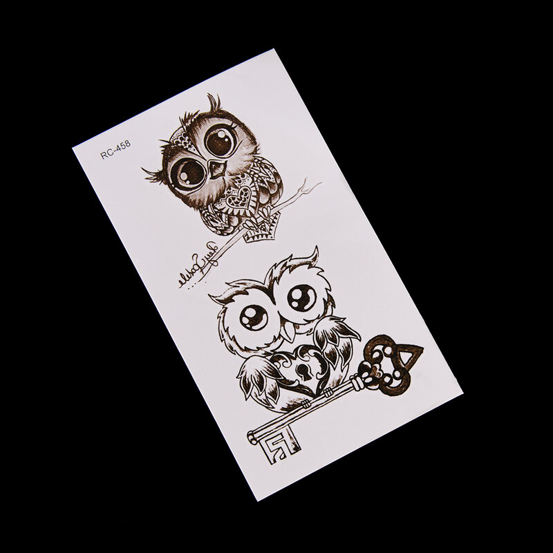 Decalques falso tatoo arte taty tatuagem das mulheres etiqueta 2019 novo bonito coruja padrão temporária tatuagem adesivo à prova dwaterproof água
