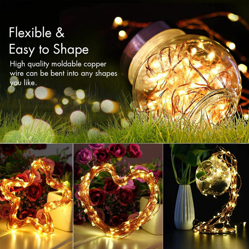 100LED Copper Wire String Lights Fairy String Lights 8 Modes LED String Lights USB Powered with Remote Control for Wedding Party