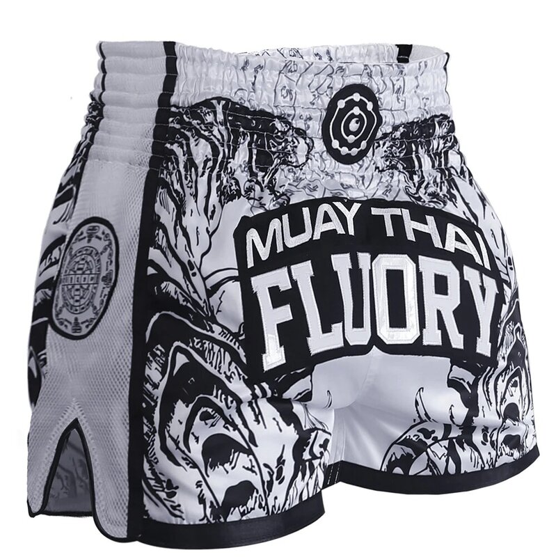 FLUORY Muay Thai pantalones cortos de combate libre, artes marciales mixtas, entrenamiento de boxeo, pantalones a juego