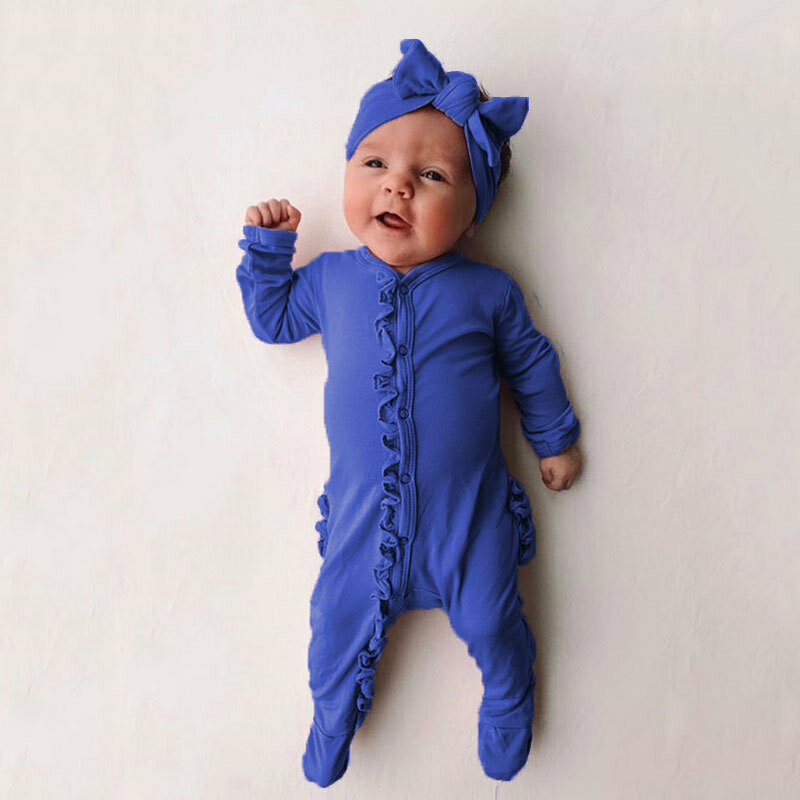 New Spring fall Solid cotton Ruffle Little Brother Cute Romper Baby Girl&Boy Clothes Babygirl Onesie New Born Baby Clothes