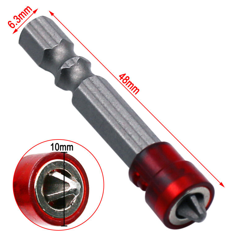 Pontas de chave de fenda 1/4 ", cabeça vermelha ímã, haste hexagonal com magnetizador, ponta magnética cruzada, acessórios de ferramenta de parafuso elétrico