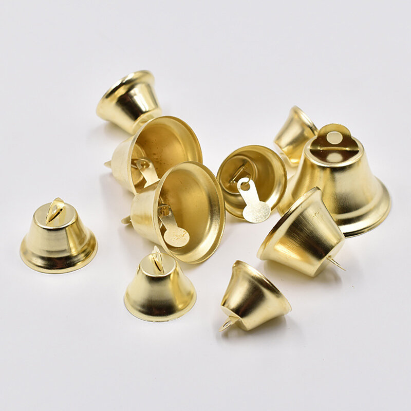 10-50mm Gold Plated Bells Ornaments Trumpet Mini Jingle Bells for DIY Handmade Crafts Pet Hanging Party Wedding Christmas Decor