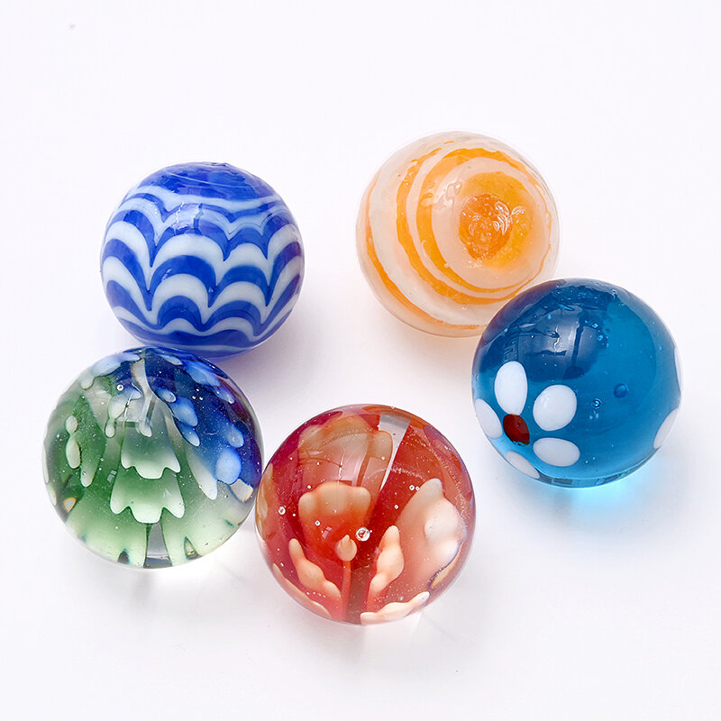 Mármores de vidro coloridos para crianças, jogo Marble Run, brinquedo Marble Solitaire, vaso de enchimento e aquário, decoração da casa, 5pcs, 25mm