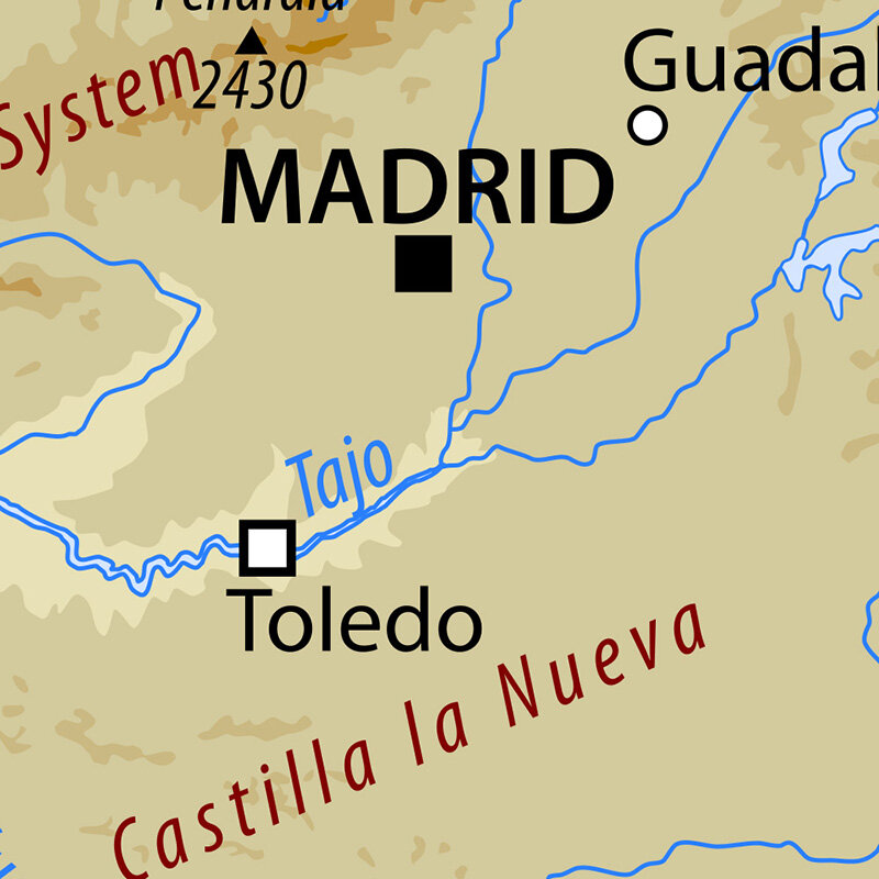 59*42cm mapa topograficzna hiszpanii język angielski obraz ścienny na płótnie Unframed plakat szkolne Home Decor