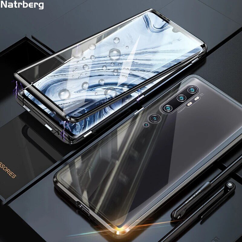 Magnetic Case for Xiaomi Note 10 Pro Case Metal 360 Full Dual Tempered Glass Back Hard Cover On For Xiaomi Mi CC9 CC 9 Pro Case