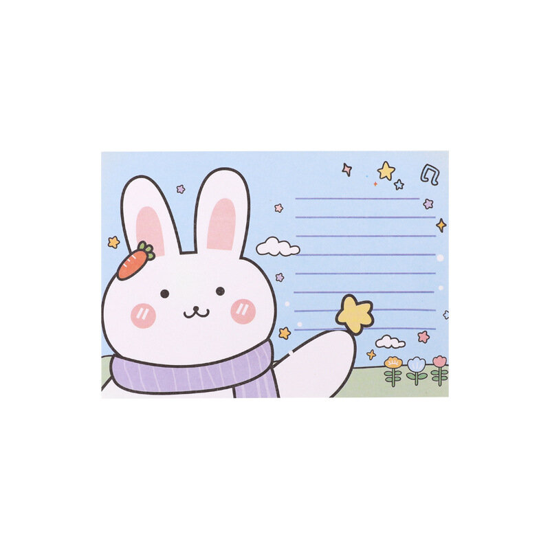 귀여운 토끼 만화 메모 패드 소녀 크리에이티브 메시지 종이 메모장 플래너 할 일 목록 학생 DIY 학습 노트, 귀여운 문구
