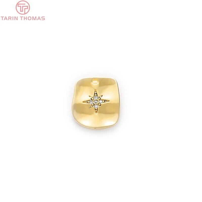 (774)6 pz 12x14MM 6x16MM 24K ottone placcato Color oro con zircone stella Charms pendenti accessori gioielli fai da te di alta qualità