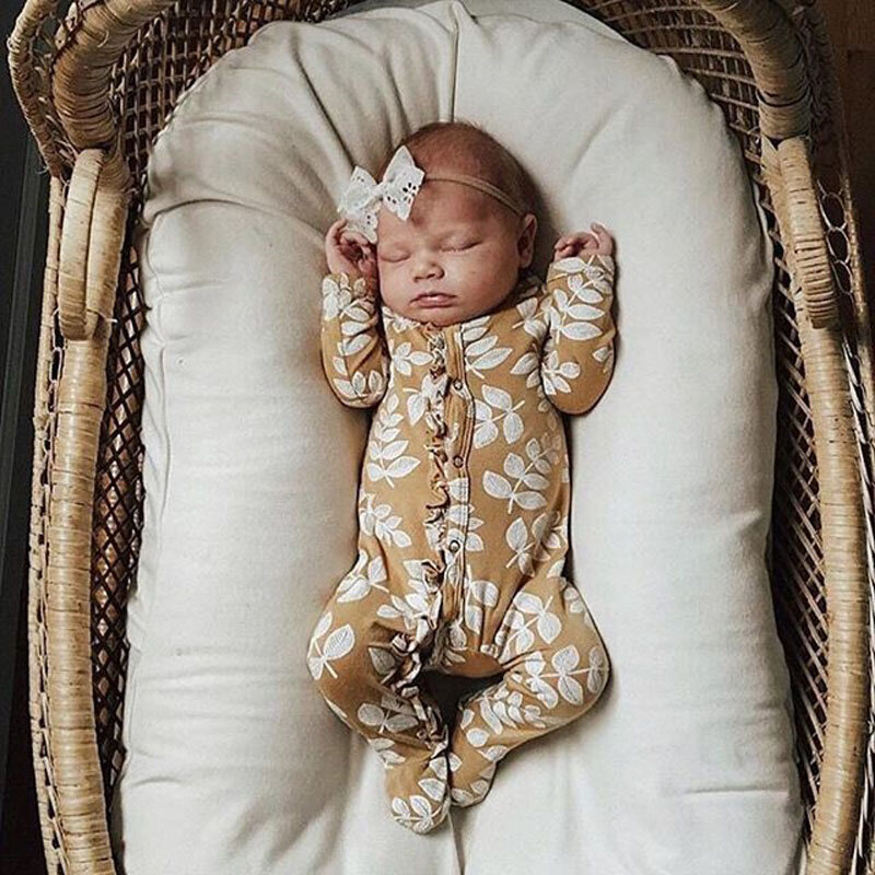 0-6m bebê recém-nascido do miúdo meninas roupas outono manga longa floral macacão elegante babados macacão flor de algodão bonito doce outfit