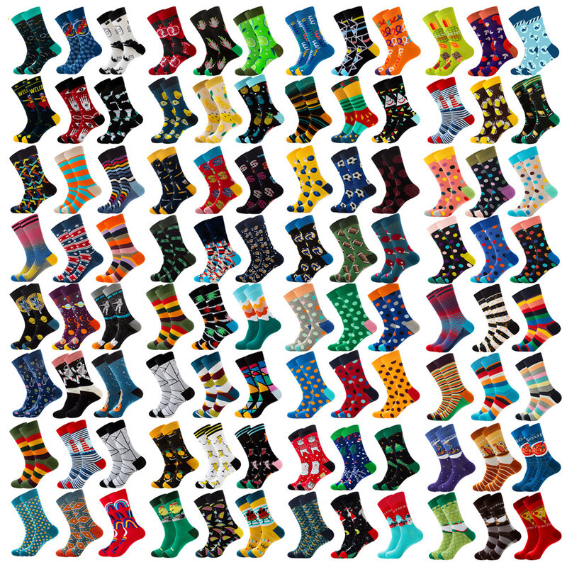 6 paires de chaussettes à la mode et intéressantes pour hommes, différentes couleurs, nourriture d'astronome de la planète heureuse, chaussettes mignonnes d'animaux et de fruits