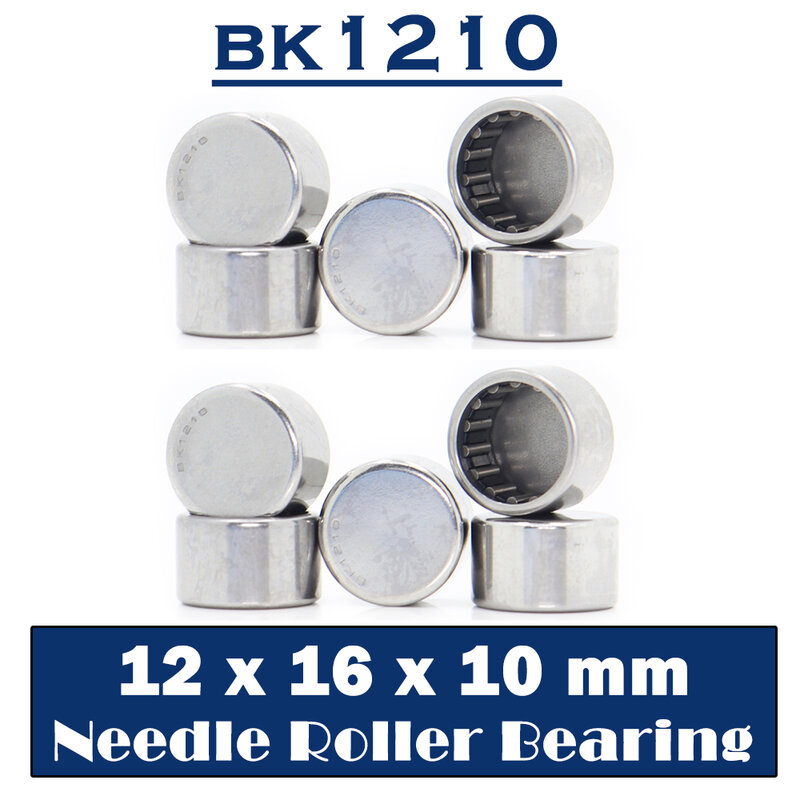 Rodamientos de agujas BK1210, 12x16x10mm (10 piezas), rodamiento de agujas de taza dibujada, BK121610, cerrado en jaula, un extremo 55941/12