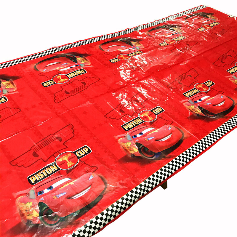1pcs 260*108cm Cartoon Red Cars Theme Party Birthday Disposable  Table Cloth Table Cover Map for kids Party Supplies Decoration