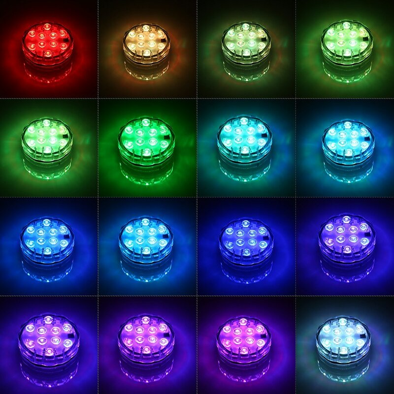 10 светодиодов погружной светильник водсветильник разноцветный аквариум Дайвинг Свет дистанционное управление подводная лампа