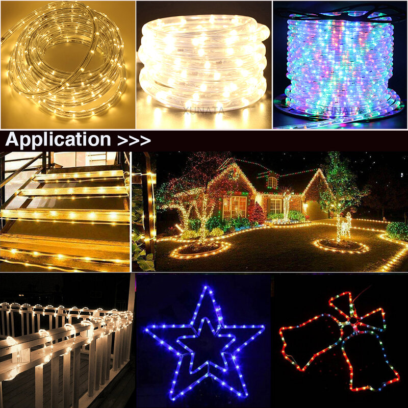Tira de luces LED de neón para decoración de fiestas navideñas, señal de neón impermeable, tubo de arcoíris para exteriores, CA de 220V