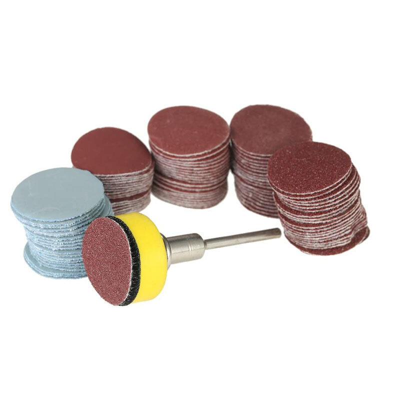 Disques de ponçage 1 pouce/25mm, Kit de disques de ponçage avec plaque de polissage avec tige 100 ”pour outil rotatif Dremel, 1/8 pièces