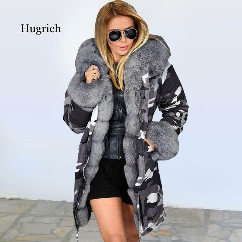 Women Winter Cotton Padded with High Quality Fur Clothes Elegant Ladies Warmth Jacket Coat