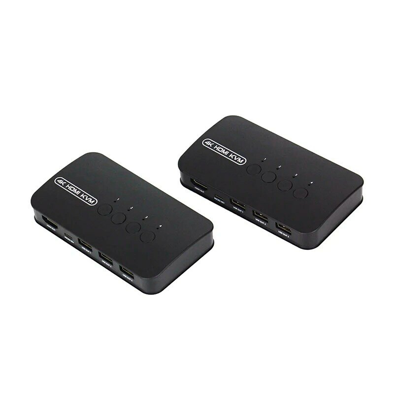 4 포트 HDMI 호환 KVM 스위치 (익스텐더 포함) 1080P 공유 4xUSB 디스크 모니터 프린터 키보드 마우스, 4 컴퓨터용