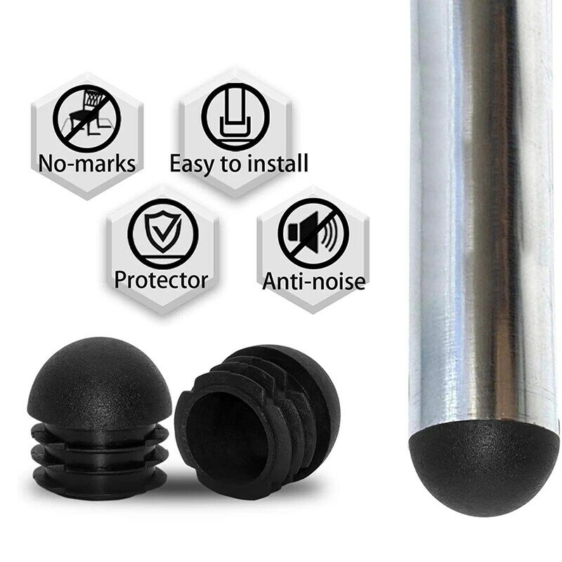 12pcs Rubber Furniture Leg Tube Insert Plugs 16/19/22/25mm Round Steel Pipe Plug End Chair Foot Covers Pad Furniture Accessories