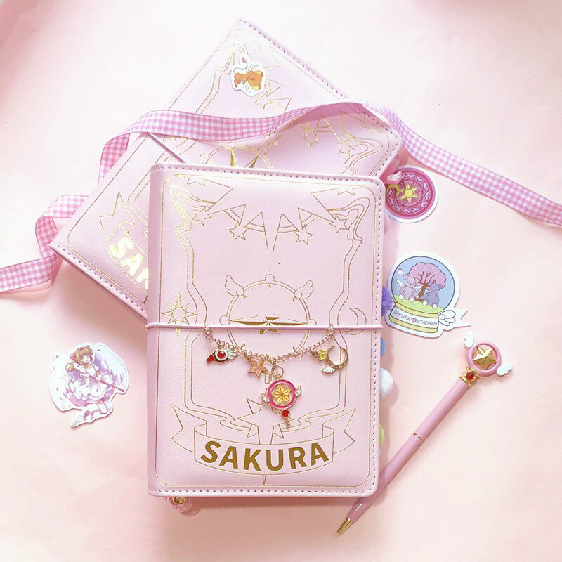 Japonês sakura caderno de folhas soltas caderno diário kawaii diário de viagem manual espiral a6 planejador diário organizador bala rosa diário