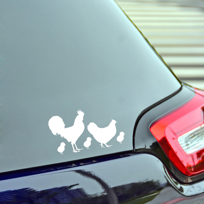CMCT Stiker Anti Gores Penutup Jendela Keluarga Ayam Aksesori Vinil Kualitas Tinggi 17Cm-10Cm