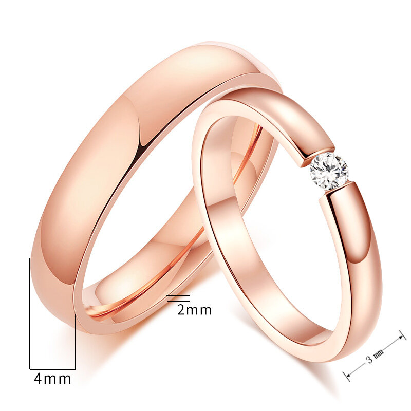 Vnox His and Her Free Custom Engraving Name Wedding Anniversary Date Rings for Women Man 585 Rose Gold Tone Love Promise Gifts