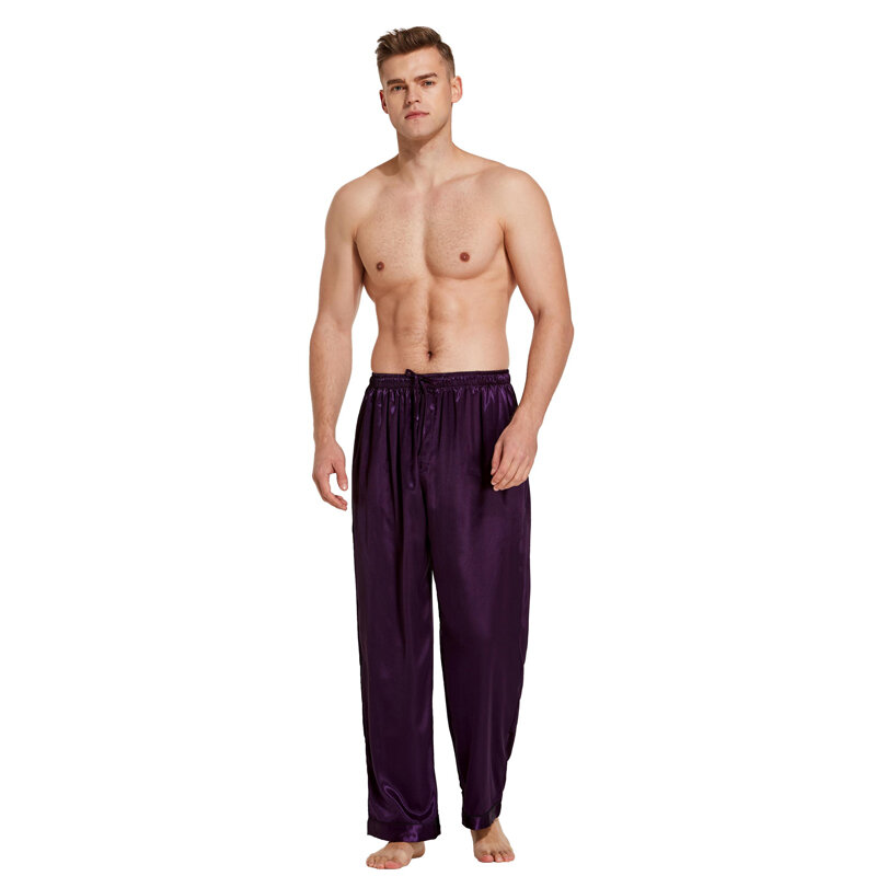 Pantalones de pijama Tony & Candice, pantalones informales de seda satinada para hombre, ropa de dormir para hombre, Pijamas largos de salón para hombre, ropa interior suave