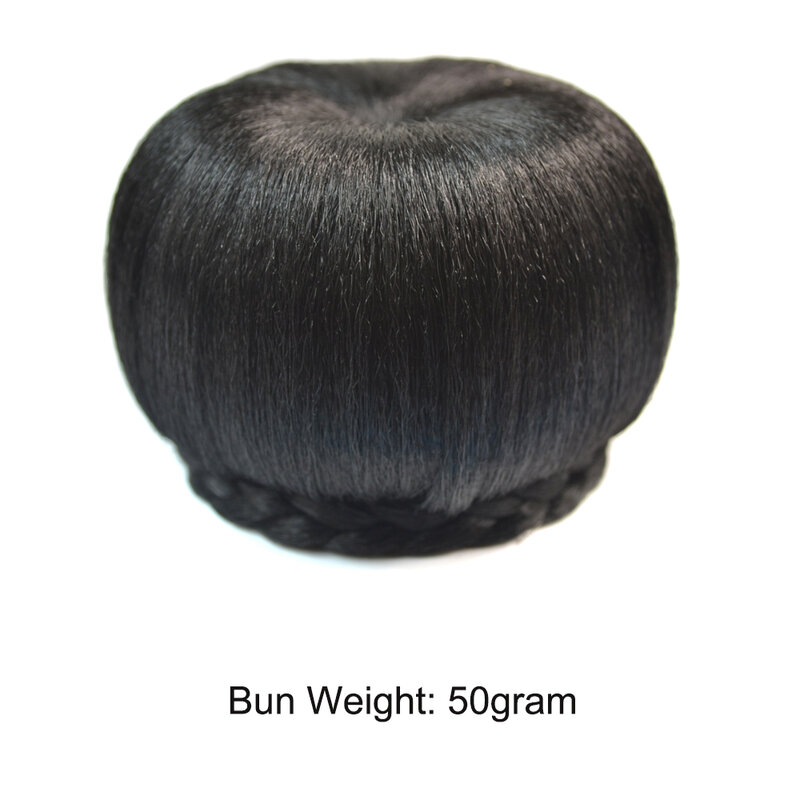 Cabelo sintético falso bun e bang resistente ao calor trançado chignon hairpiece donut rabo de cavalo peruca para mulheres grampo na extensão do cabelo