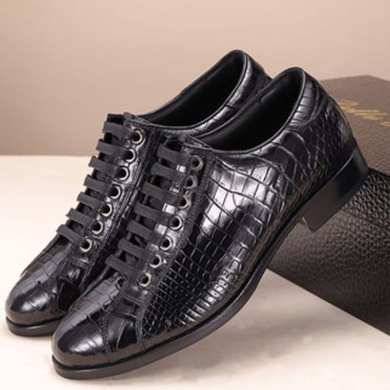 Piliyuan couro de crocodilo sapatos masculinos nova respirável couro de crocodilo sapatos casuais britânico masculino moda negócios