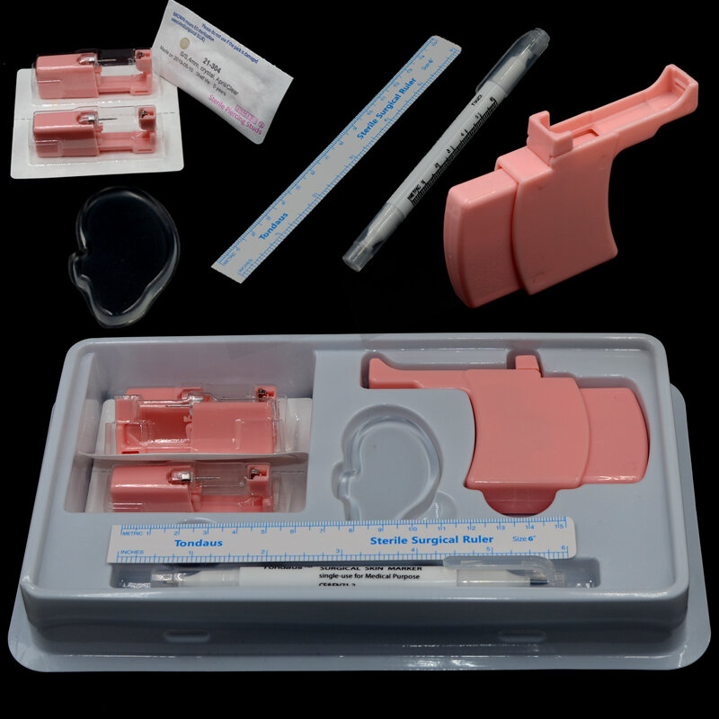 Caja de instrumentos desechable estéril, Unidad de perforación de oreja de seguridad, Kit de herramientas de pistola de perforación de hélice Tragus de cartílago sin dolor