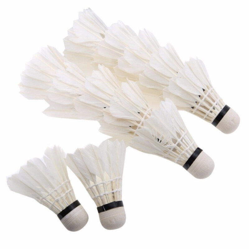 Offre spéciale 12 pièces balles de Badminton durables volants en plumes d'oie avec plume d'oie blanc pour l'entraînement jeu Sport livraison directe