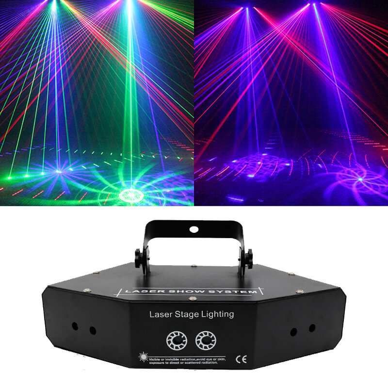 Dj RGB Laser 6 occhi linee di immagini scansione del fascio DMX 512 DJ Dance Bar caffè natale festa a casa effetto discoteca illuminazione sistema Laser spettacolo
