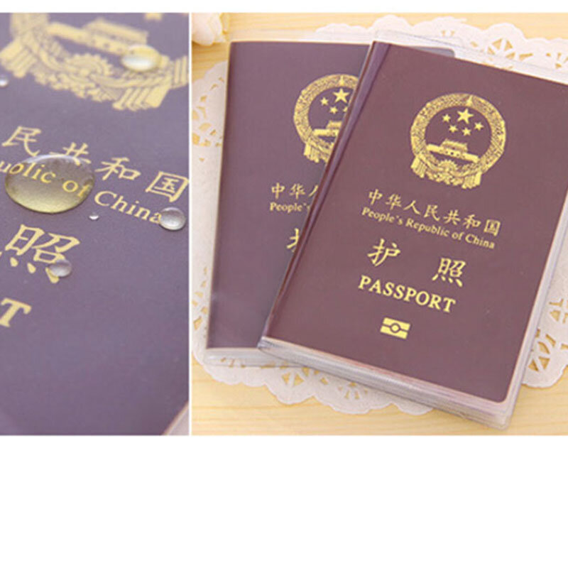 PVC Paspor Penutup Transparan Paspor Cover Case Bening Tahan Air Perjalanan Paspor Dokumen Dudukan Drop Pengiriman