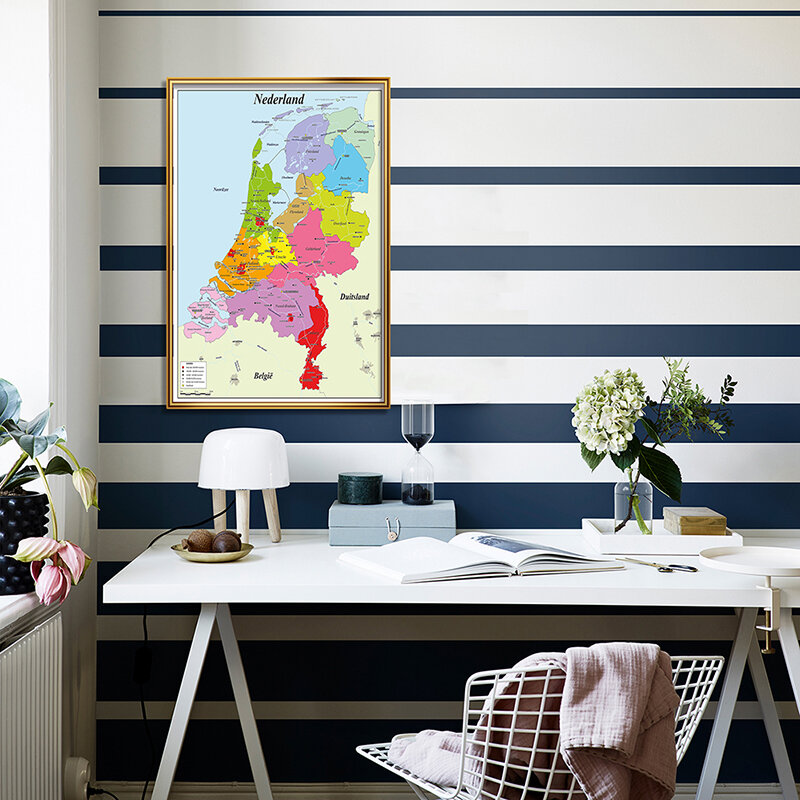A2 42*59 см карта Нидерландов, географический плакат в голландских школьных принадлежностях для детей, обучение, Украшение стен