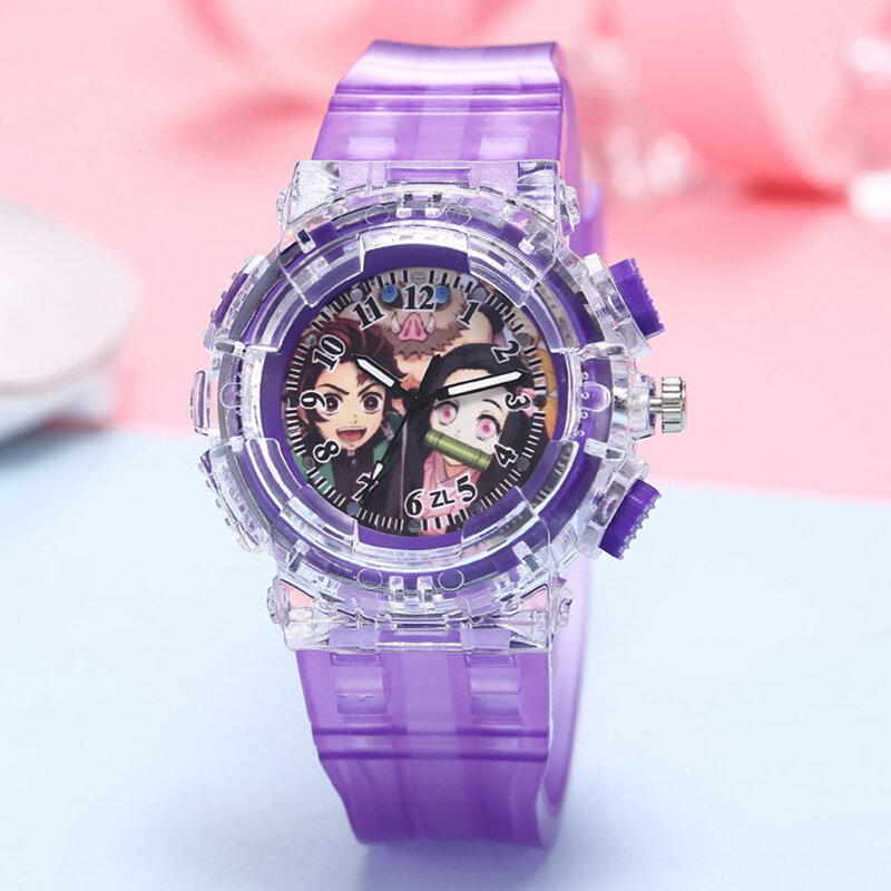 Reloj luminoso LED de Anime para niños y niñas, relojes Kawaii, bonitos productos de acero inoxidable de plástico