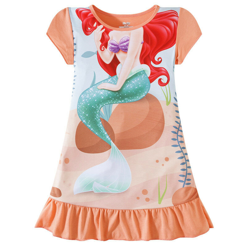 2021 новые детские карнавальные костюмы персонажей Рапунцель платье Русалочки Анна, пижамы, платья для девочек детские пижамы хлопковая ночная рубашка принцессы домашняя одежда для девочек, одежда для сна