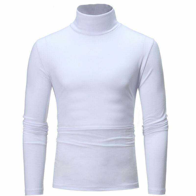 Camisa masculina de algodão gola alta, camiseta elástica plus size