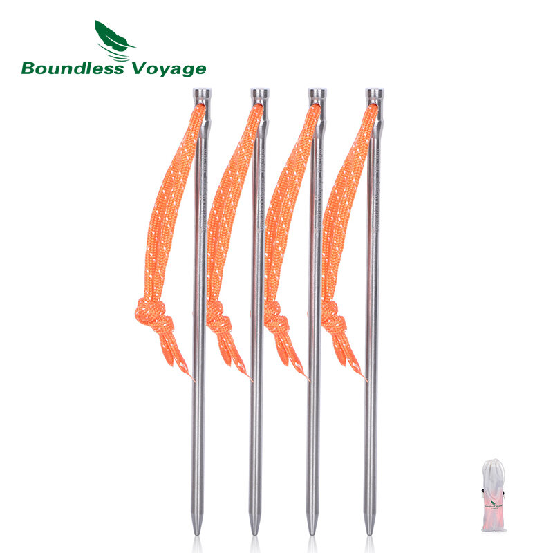 Boundless Voyage Titanium Pegs Camping Tent Stakes Heavy Duty Tent Nail Outdoor Picnic Tent Pin 4-8-12 pcs/lot
