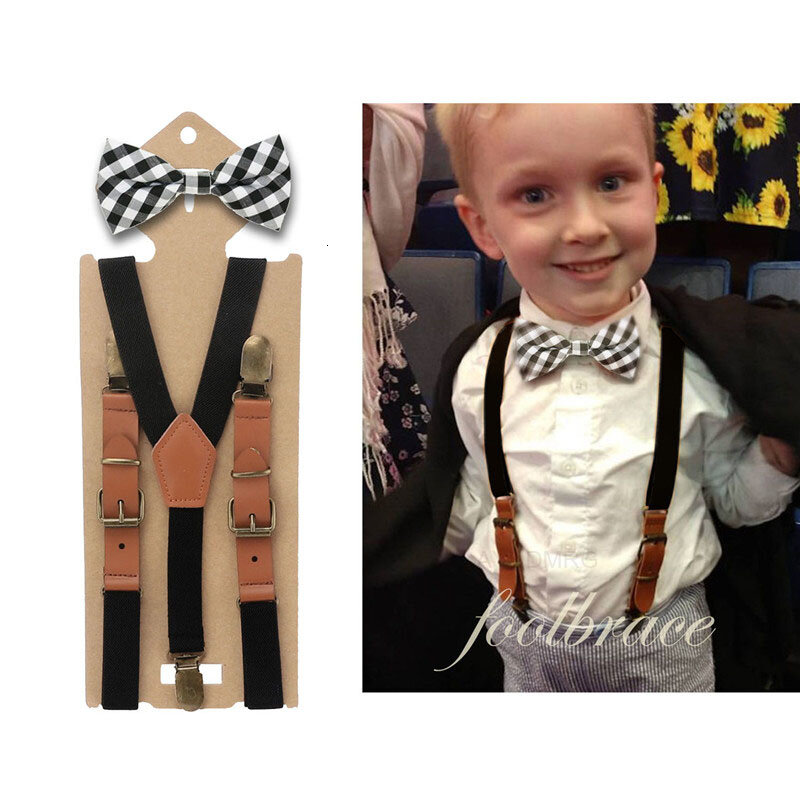 Подтяжки с галстуком-бабочкой для мальчиков и девочек, 2 см ширина, детские штаны, подтяжки с галстуком-бабочкой для детской свадьбы, вечеринки