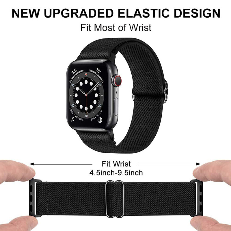 Elástico de nylon para apple watch, "banda elástica de nylon para apple watch séries 6/5/4/3 se ajustar a pulseira elástica trançada esporte para iwatch 40mm 44mm