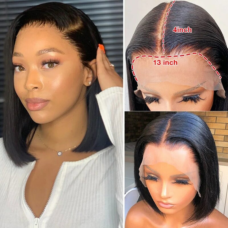Short Bob Wigs Human Hair Straight 13x4 Lace Frontal Wigs 4x4 Lace Closure Wigs Pre Plucked For Women