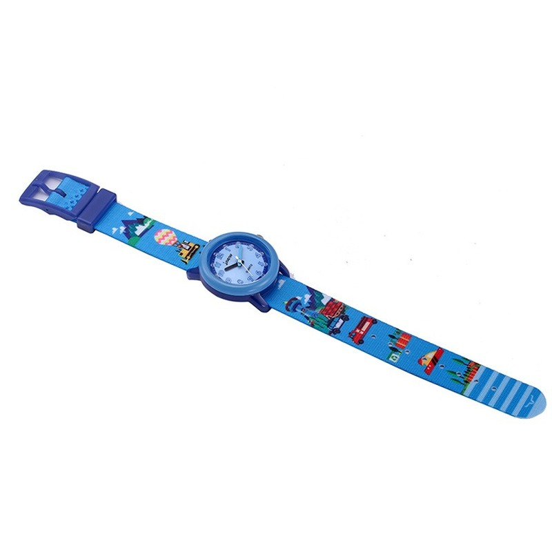 고품질 어린이 만화 시계, 방수 시간 의식이 있는 웨빙 쿼츠 아라비아 숫자 다이얼, 남아 및 여아 손목 시계