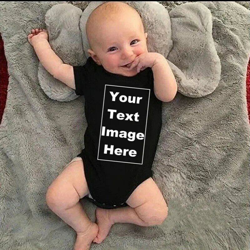 Custom Made YOUR TEXT HERE Baby Romper Newborn Baby Boy Girl 100% Cotton Short Sleeve Infant Baby Clothes