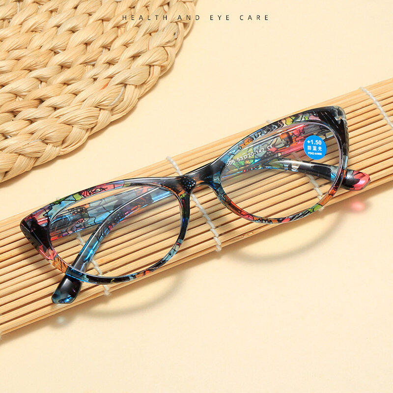 Seemfly-Lunettes de lecture florales pour dames, impression de mode, lunettes de presbytie transparentes, verres résistants + 1 + 1.5 + 2 + 2.5 + 4