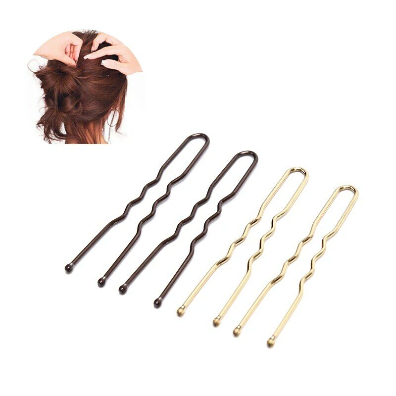 Pinzas para el pelo negras/doradas de 20 piezas, pasadores de agarre de 5cm, pasadores en forma de U para peluquería, accesorios para el cabello, 50 Uds.