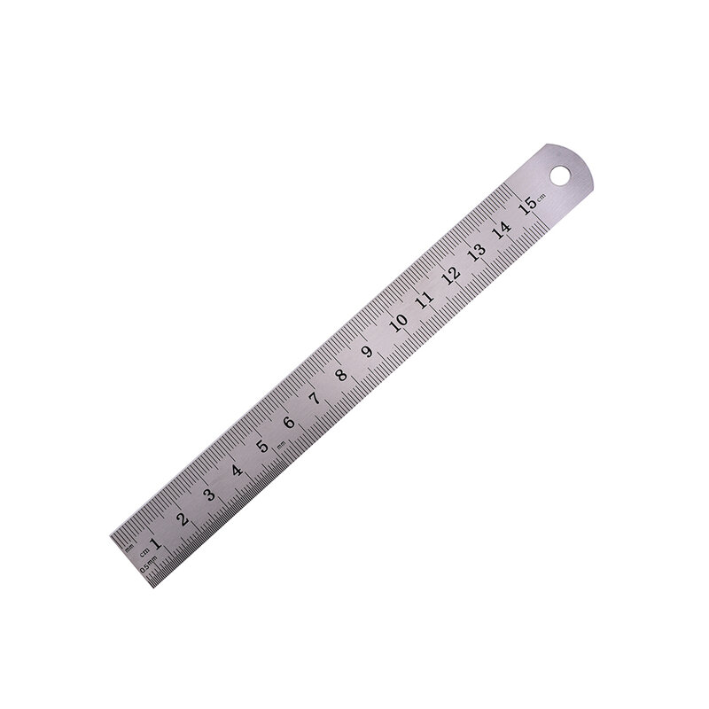 Ferramenta de medição métrica, régua métrica de precisão dupla face de 15cm, régua de metal de aço inoxidável, 1 peça