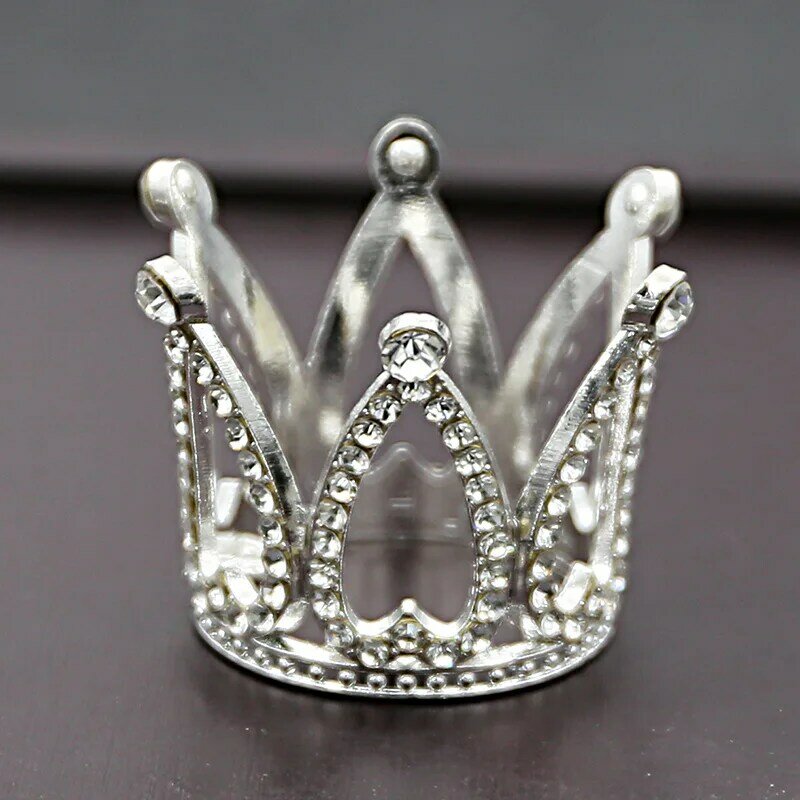 Mini princesa corona Topper perla de cristal cumpleaños diadema de fiesta ornamentos de pelo niños para herramientas de decoración de pasteles de boda