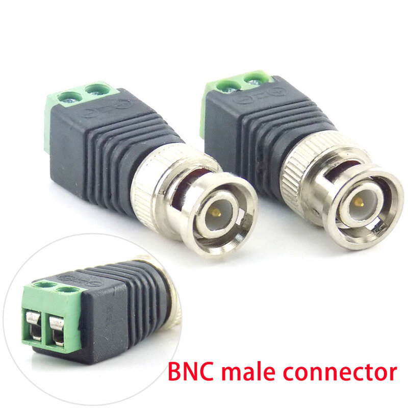 Connecteur BNC coaxial Cat5 mâle à BNC femelle, adaptateur DC Balun pour accessoires de caméra CCTV, bandes lumineuses Led, 1 paire